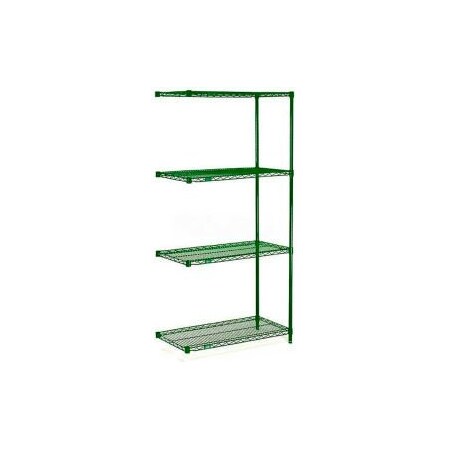 Nexel    Poly-Green   , 5 Tier, Wire Shelving Add-On Unit 60W X 18D X 86H
